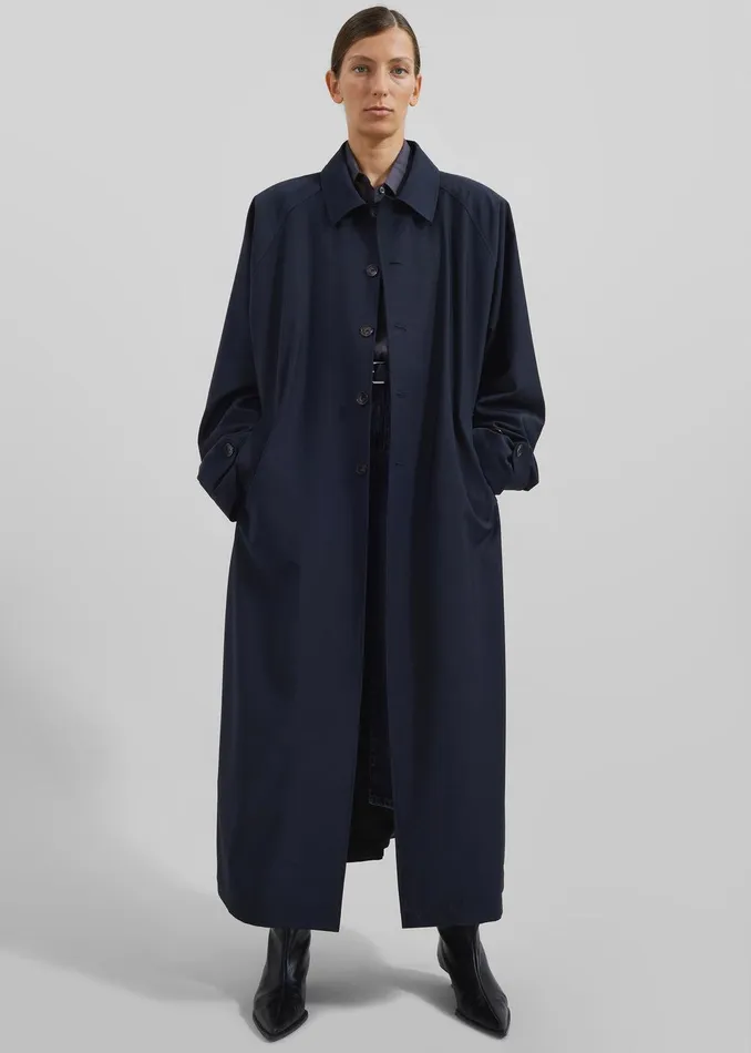 Shay Trench Coat 8211 Dark Navy Women The Frankie Shop Clothing