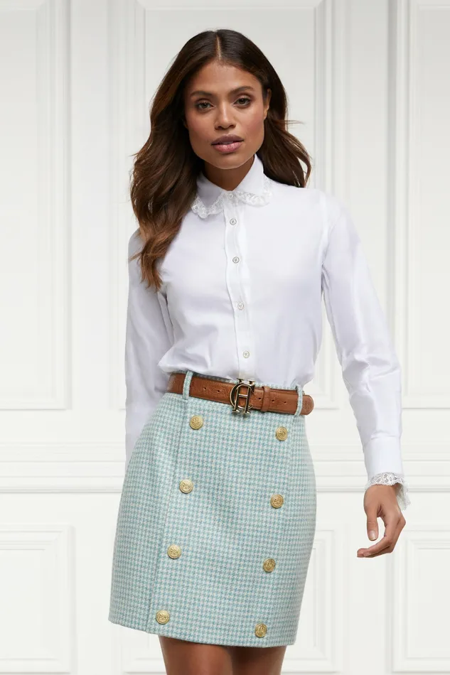 Skirts Knightsbridge Skirt Teal Houndstooth 8211 Holland Cooper Womens