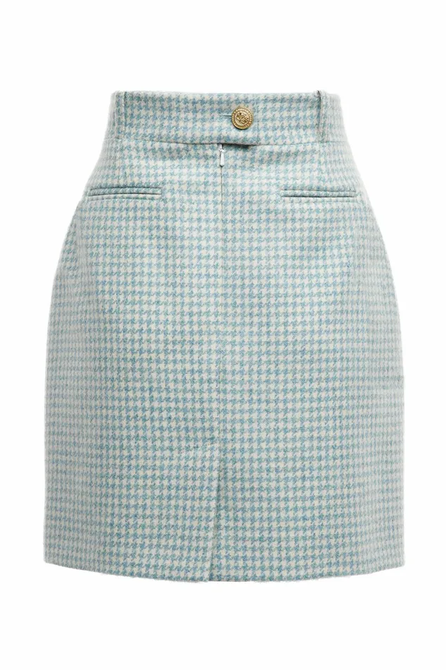Skirts Knightsbridge Skirt Teal Houndstooth 8211 Holland Cooper Womens Skirts Knightsbridge Skirt Teal Houndstooth 8211 Holland Cooper Womens