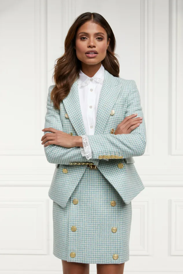 Skirts Knightsbridge Skirt Teal Houndstooth 8211 Holland Cooper Womens Skirts Knightsbridge Skirt Teal Houndstooth 8211 Holland Cooper Womens