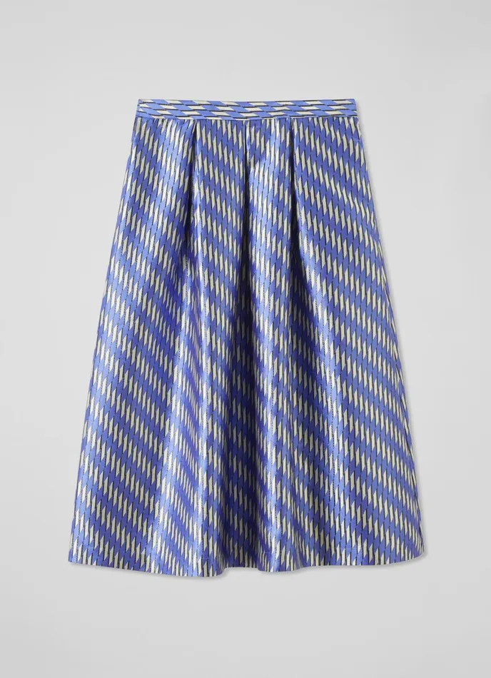 Skirts Women LKBennett Olsen Blue Metallic Geometric Skirt Blue Black Skirts Women LKBennett Olsen Blue Metallic Geometric Skirt Blue Black