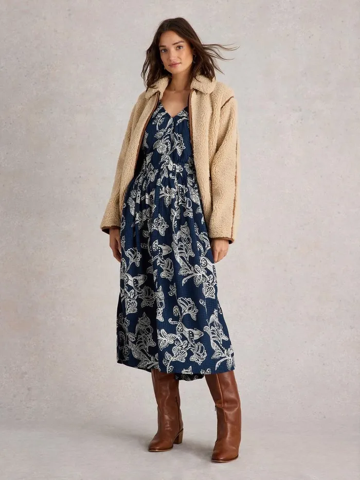 Skylar Midi Dress Navy Print Women White Stuff Dresses