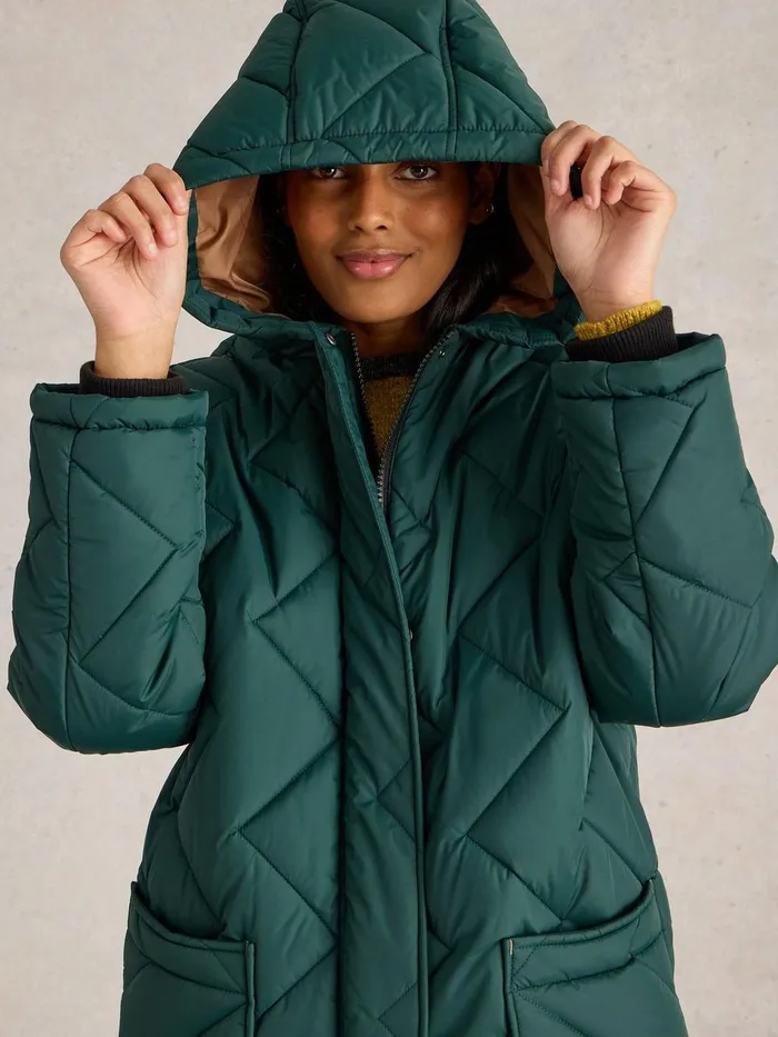 Sloane Quilted Coat Dark Green Women White Stuff Coats and Jackets Sloane Quilted Coat Dark Green Women White Stuff Coats and Jackets