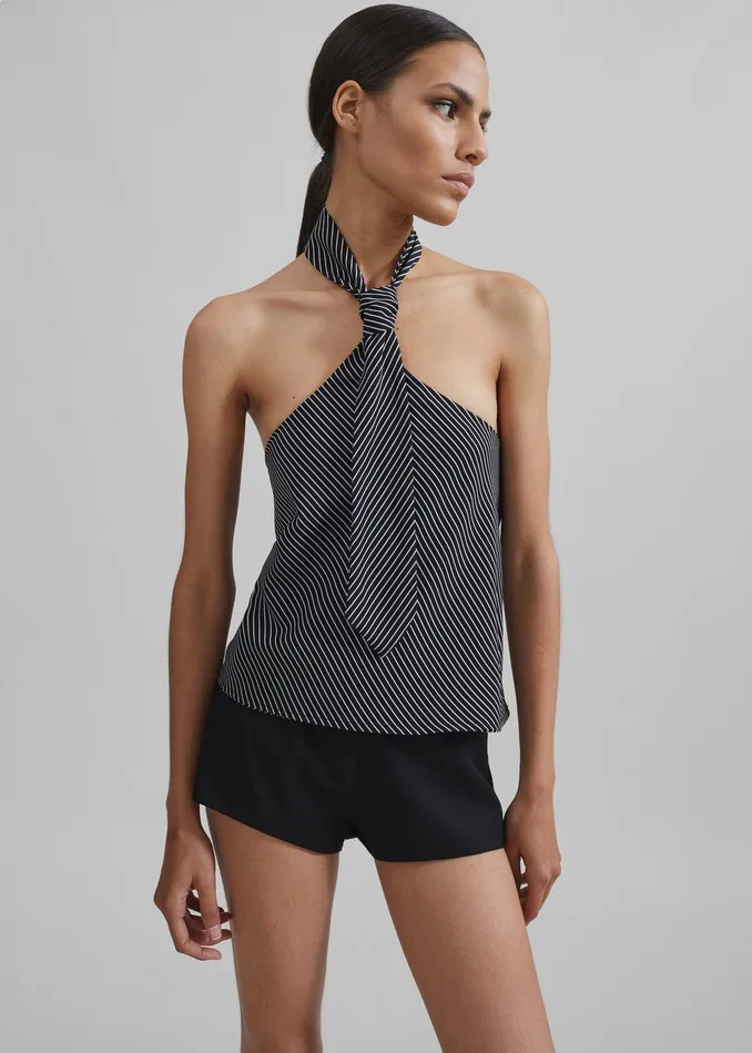 Sophie Tie Halter Top 8211 BlackWhite Stripe Women The Frankie Shop Clothing