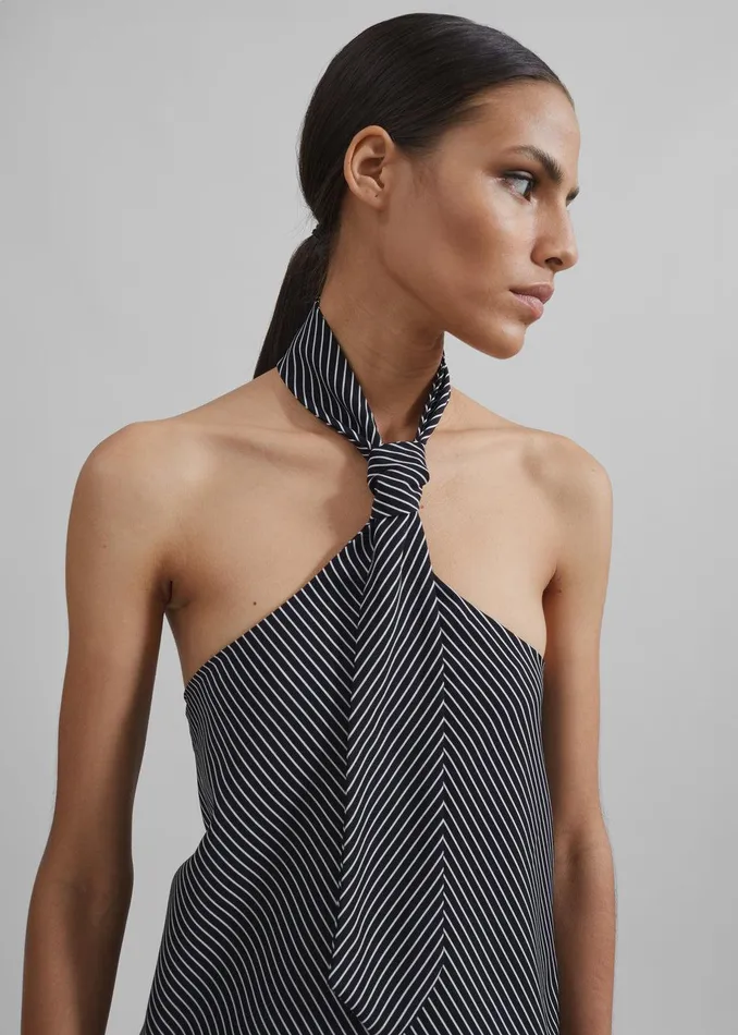 Sophie Tie Halter Top 8211 BlackWhite Stripe Women The Frankie Shop Clothing