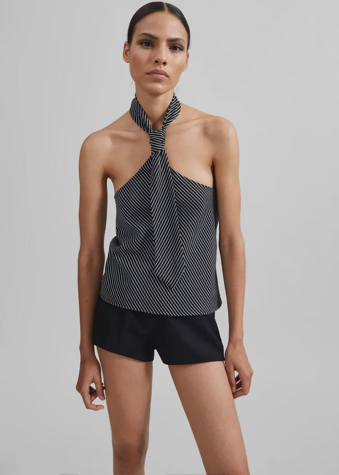 Sophie Tie Halter Top 8211 BlackWhite Stripe Women The Frankie Shop Clothing