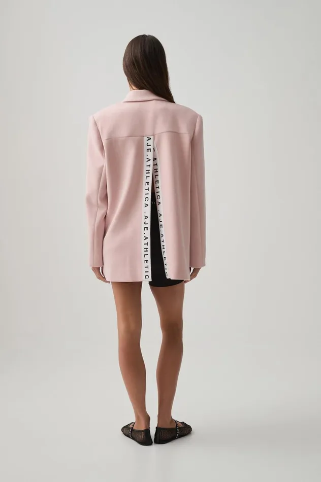 Split Logo Back Blazer 782 Blush Pink Women Aje Blazers Jackets and Coats Split Logo Back Blazer 782 Blush Pink Women Aje Blazers Jackets and Coats