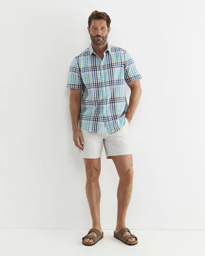 Sportscraft Knot Short Sleeve Check Shirt Blue Multi Men Shirts