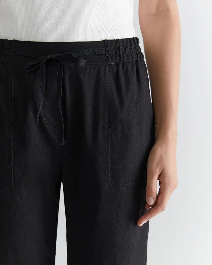 Sportscraft Rosa Crop Linen Pant Black Women Pants