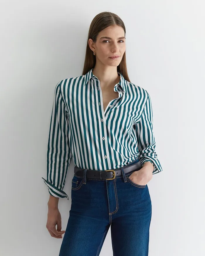 Sportscraft Serena Stripe Shirt Whitegreen Women Shirts