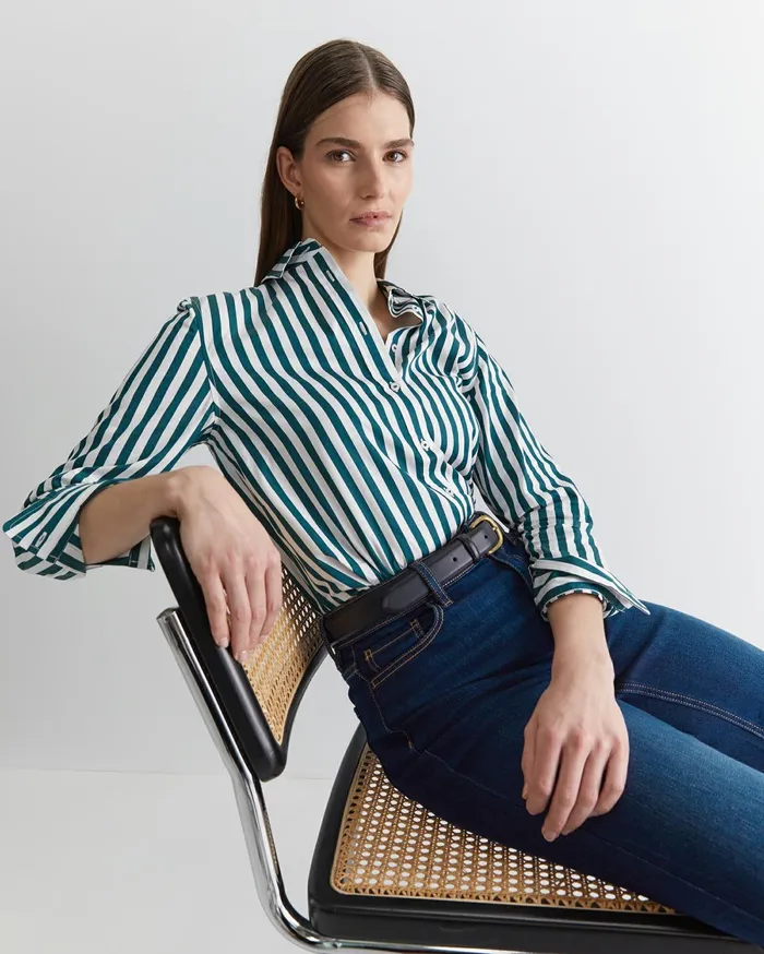 Sportscraft Serena Stripe Shirt Whitegreen Women Shirts