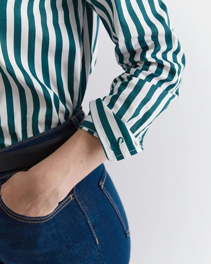 Sportscraft Serena Stripe Shirt Whitegreen Women Shirts