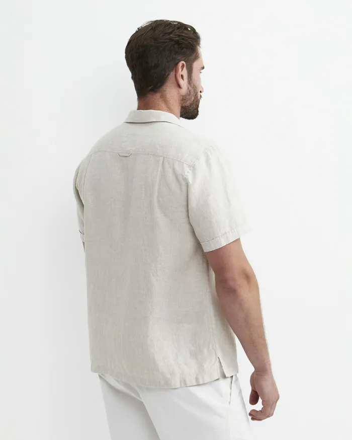 Sportscraft Short Sleeve Stanton Linen Shirt Natural Men Shirts