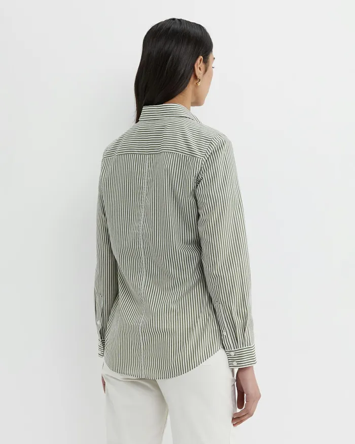 Sportscraft Stripe Lily Voile Shirt Khakiwhite Women Shirts