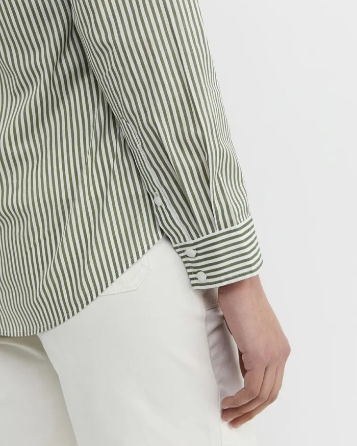 Sportscraft Stripe Lily Voile Shirt Khakiwhite Women Shirts