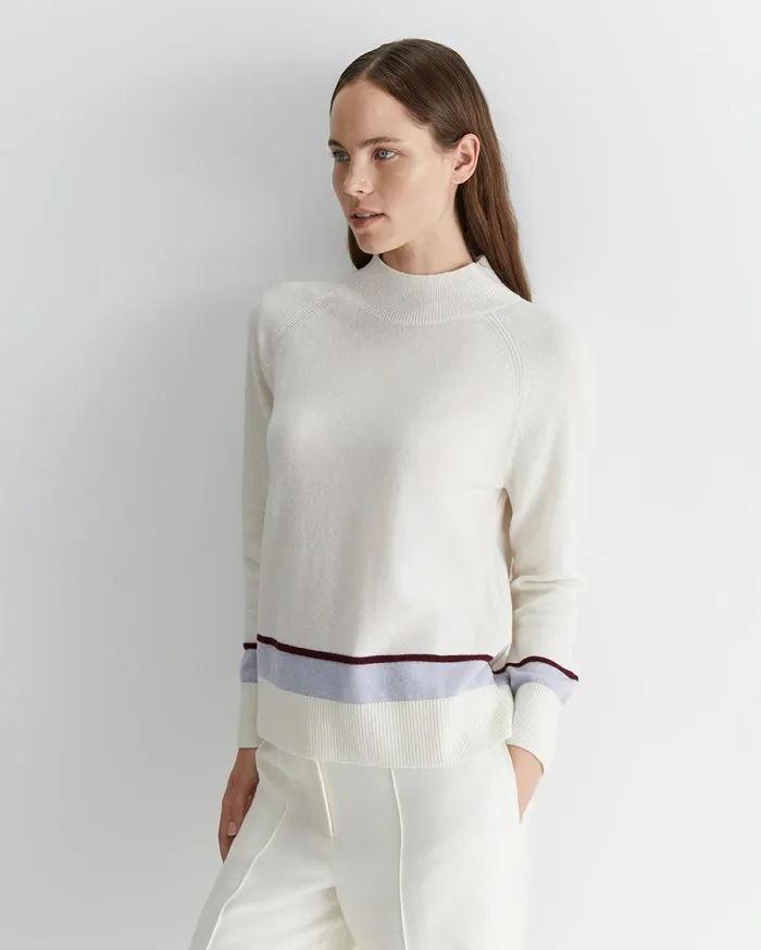 Sportscraft Sunshine Colour Block Wool Sweater Winter White Women Knits and Cardigans
