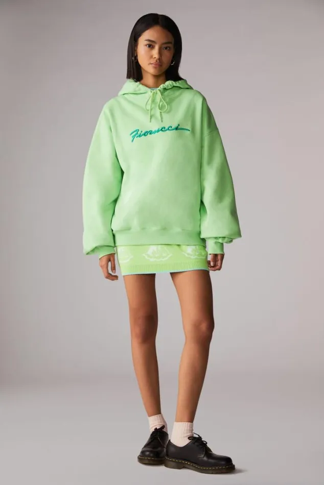 Squiggle Logo Hoodie Green Green Women Fiorucci