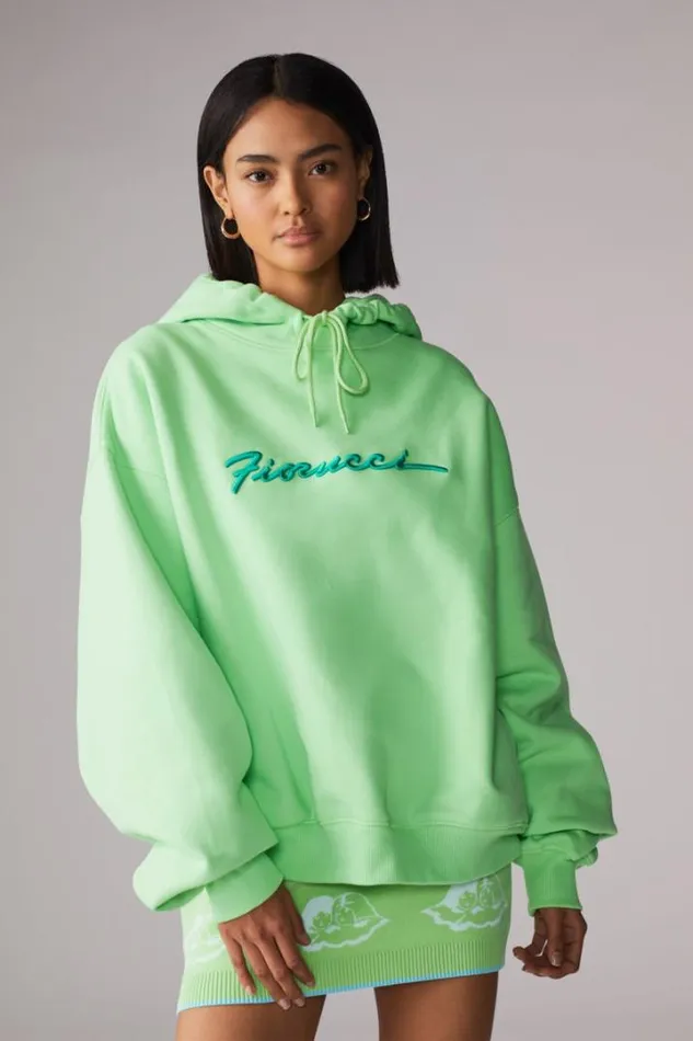 Squiggle Logo Hoodie Green Green Women Fiorucci