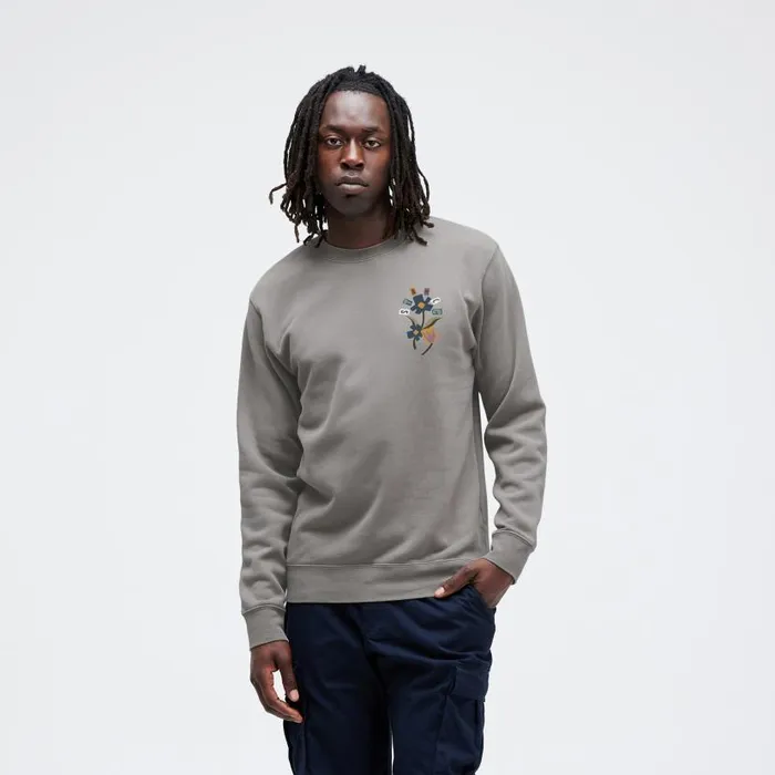Stance Harvest Crew Pullover Tee Cement Men Sweatshirts and Hoodies