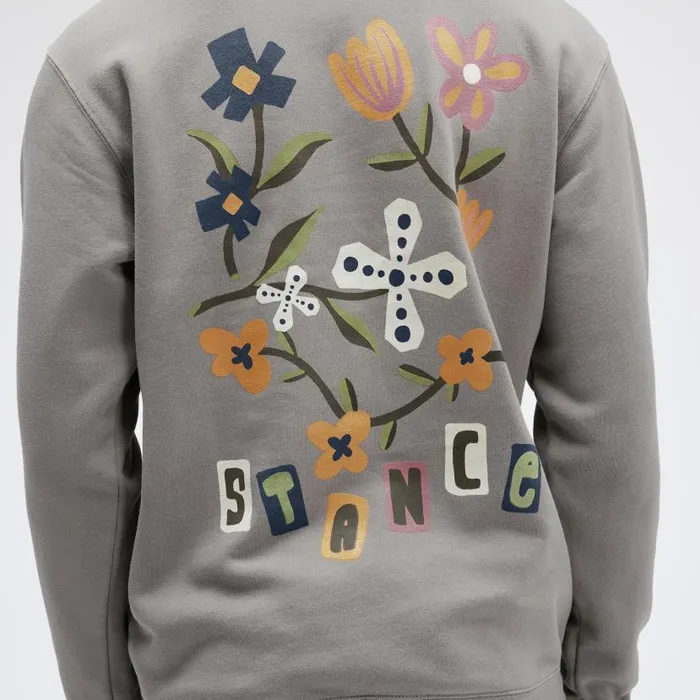 Stance Harvest Crew Pullover Tee Cement Men Sweatshirts and Hoodies
