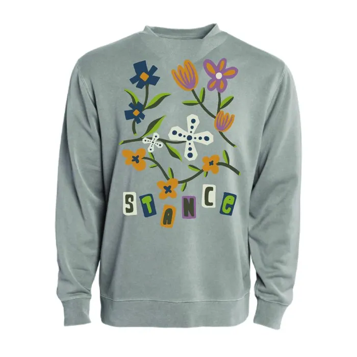 Stance Harvest Crew Pullover Tee Cement Men Sweatshirts and Hoodies