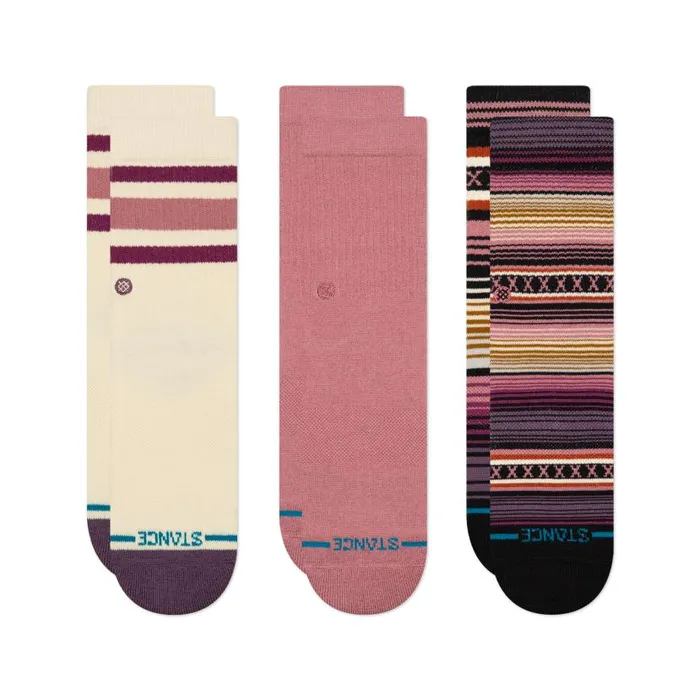 Stance Icon Mixed Crew Socks 3 Pack Dustyrose Kids Kids