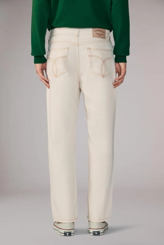 Star Logo Safety Jeans Cream Cream Men Fiorucci Star Logo Safety Jeans Cream Cream Men Fiorucci