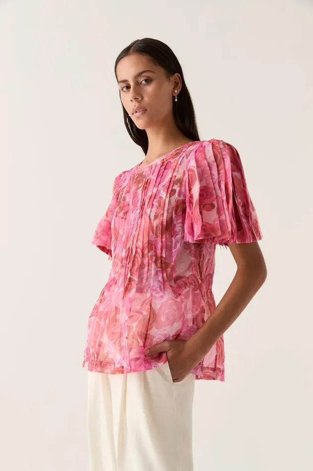 Stella Linear Ruffle Top Misty Rose Women Aje Tops