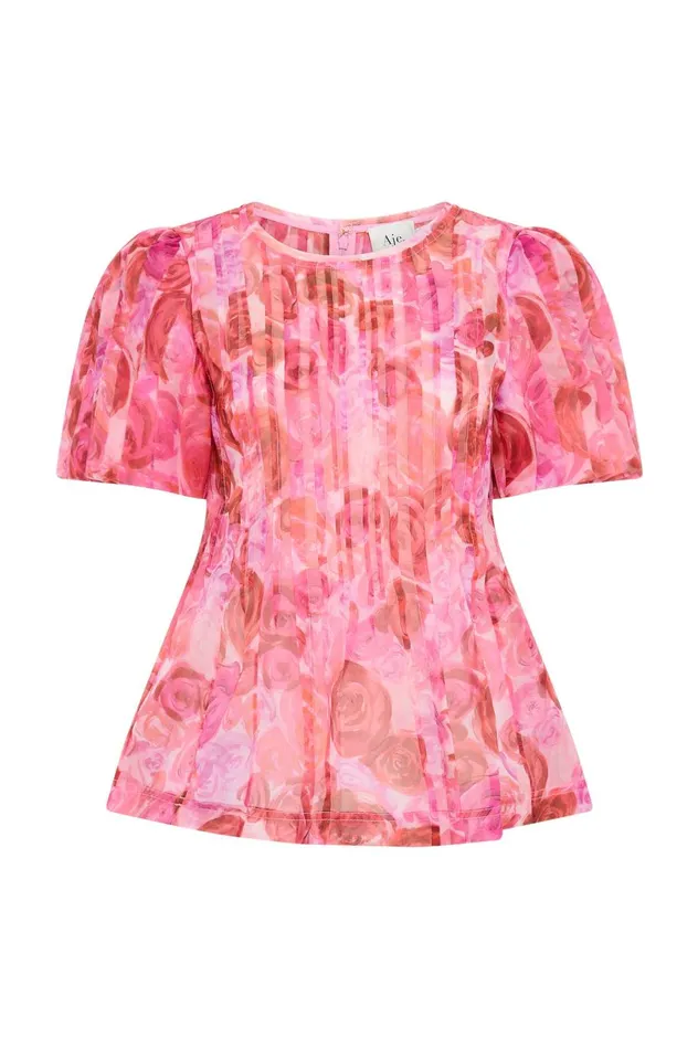 Stella Linear Ruffle Top Misty Rose Women Aje Tops Stella Linear Ruffle Top Misty Rose Women Aje Tops