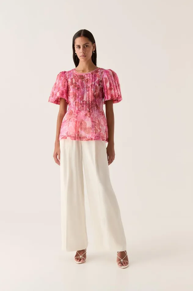 Stella Linear Ruffle Top Misty Rose Women Aje Tops Stella Linear Ruffle Top Misty Rose Women Aje Tops