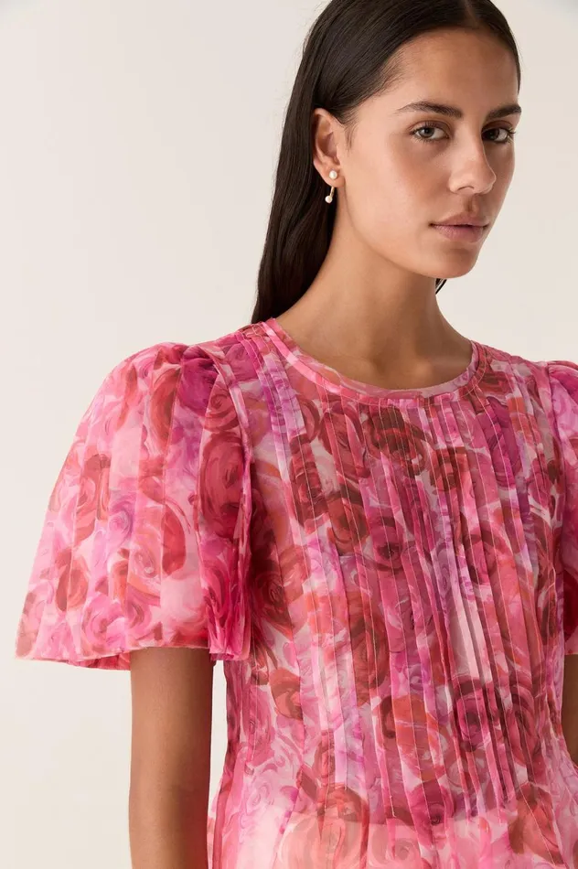 Stella Linear Ruffle Top Misty Rose Women Aje Tops Stella Linear Ruffle Top Misty Rose Women Aje Tops