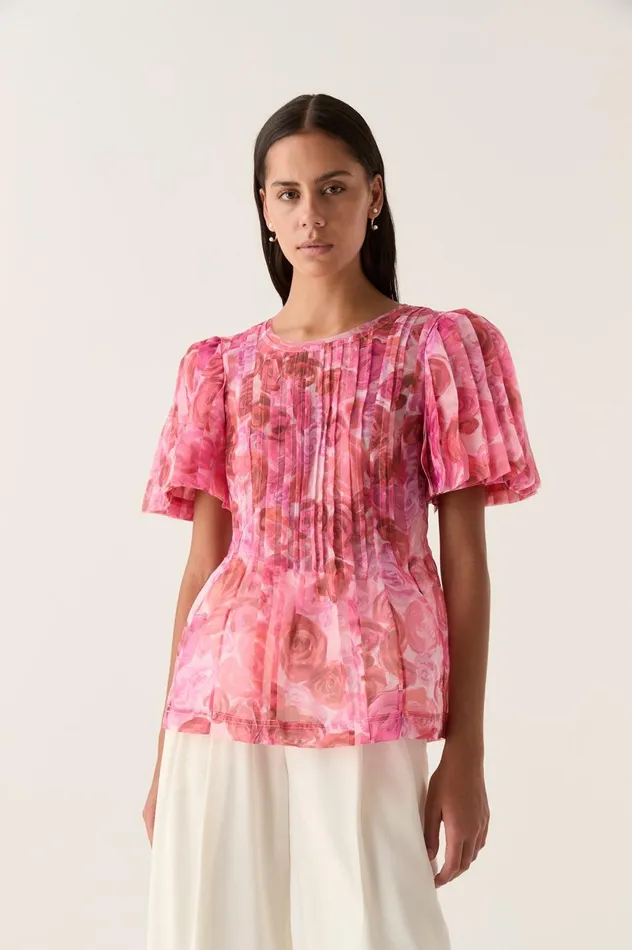 Stella Linear Ruffle Top Misty Rose Women Aje Tops Stella Linear Ruffle Top Misty Rose Women Aje Tops