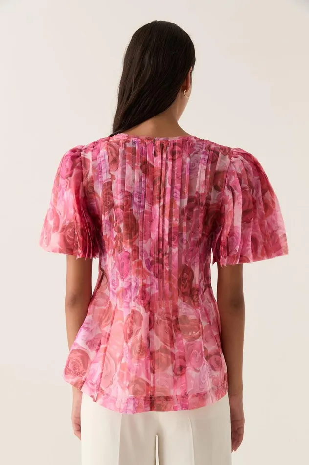 Stella Linear Ruffle Top Misty Rose Women Aje Tops Stella Linear Ruffle Top Misty Rose Women Aje Tops
