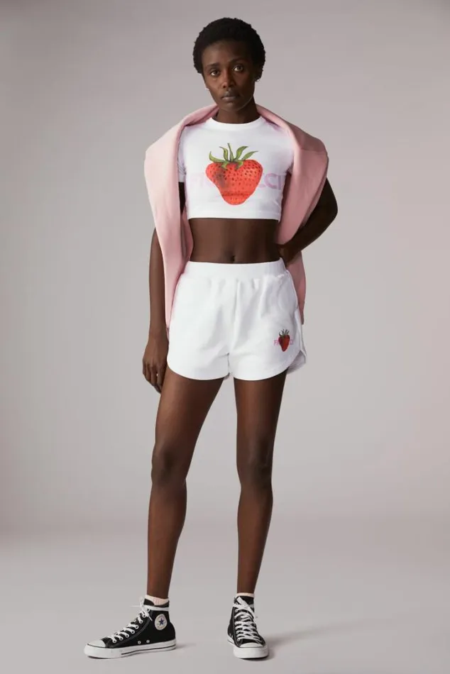 Strawberry Logo Shorts White White Women Fiorucci