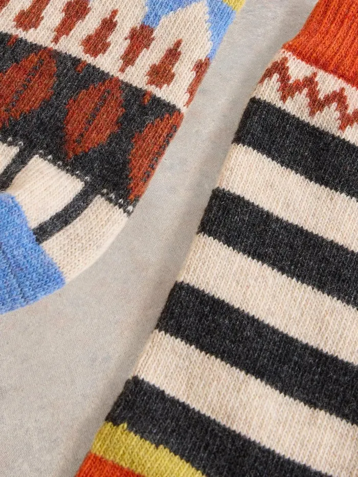 Stripe Fairisle Wool Mix Sock Blue Multi Women White Stuff Socks