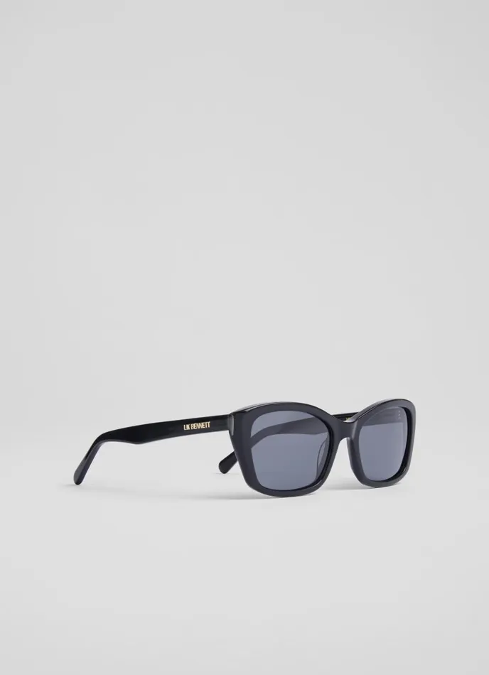 Sunglasses Women LKBennett Celeste Black Acetate Sunglasses Sunglasses Women LKBennett Celeste Black Acetate Sunglasses