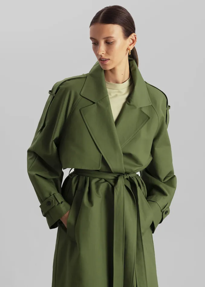 Suzanne Trench Coat 8211 Olive Women The Frankie Shop Outerwear