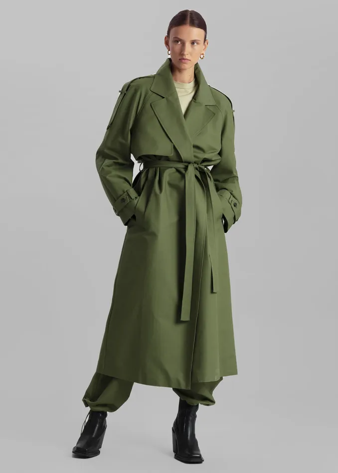 Suzanne Trench Coat 8211 Olive Women The Frankie Shop Outerwear