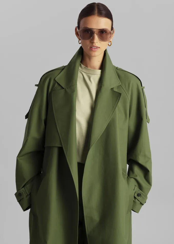 Suzanne Trench Coat 8211 Olive Women The Frankie Shop Outerwear