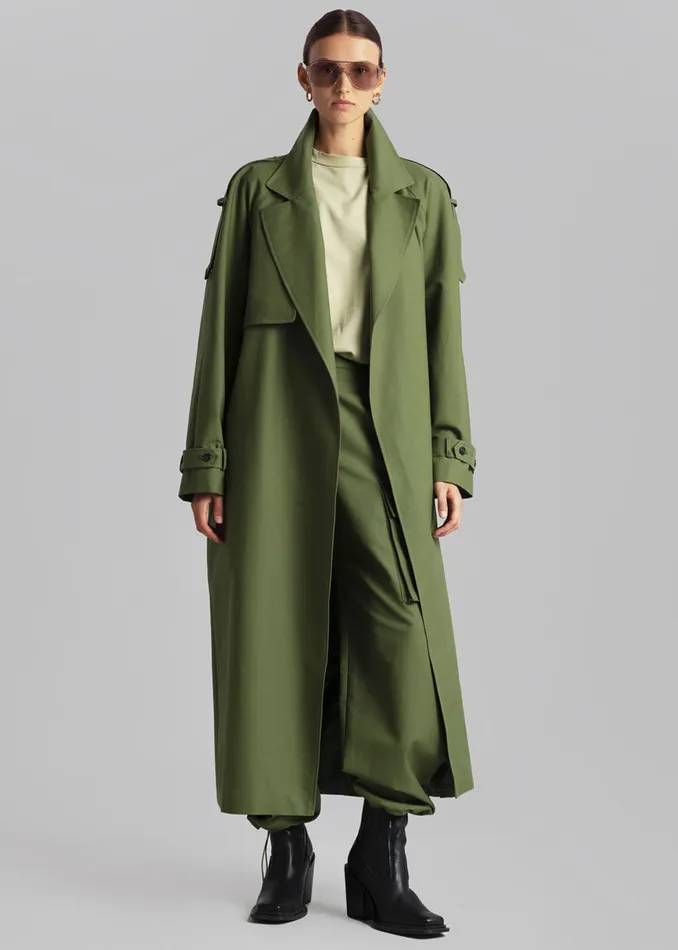 Suzanne Trench Coat 8211 Olive Women The Frankie Shop Outerwear
