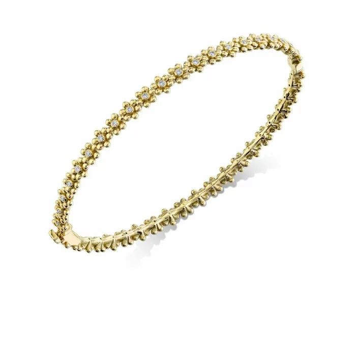 Sydney Evan Bangles Gold and Diamond Tiny Daisy Bangle 8211 Women