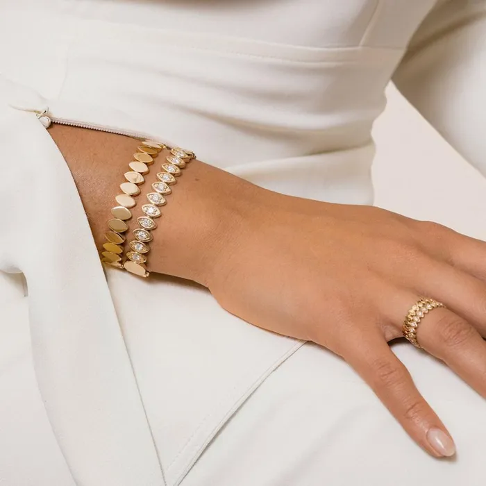Sydney Evan Bangles Pure Gold Marquise Eye Hinge Bangle 8211 Women
