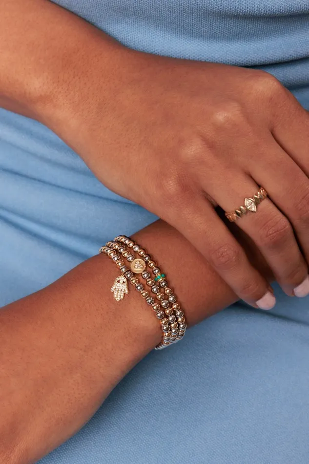 Sydney Evan Beaded Bracelets Gold and Diamond Hamsa On TwoTone Gold Beads 8211 Women