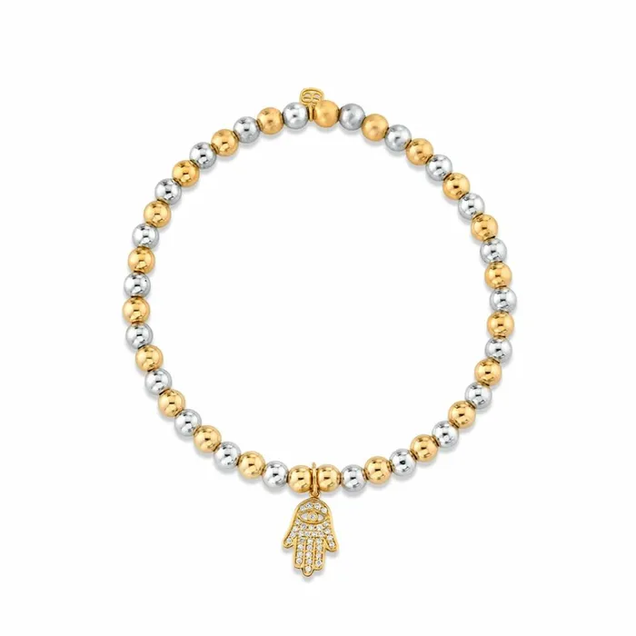Sydney Evan Beaded Bracelets Gold and Diamond Hamsa On TwoTone Gold Beads 8211 Women