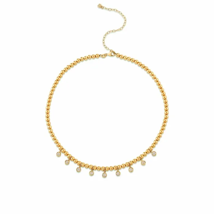 Sydney Evan Beaded Necklaces Gold and Diamond Multi Tiny Disc Necklace 8211 Women