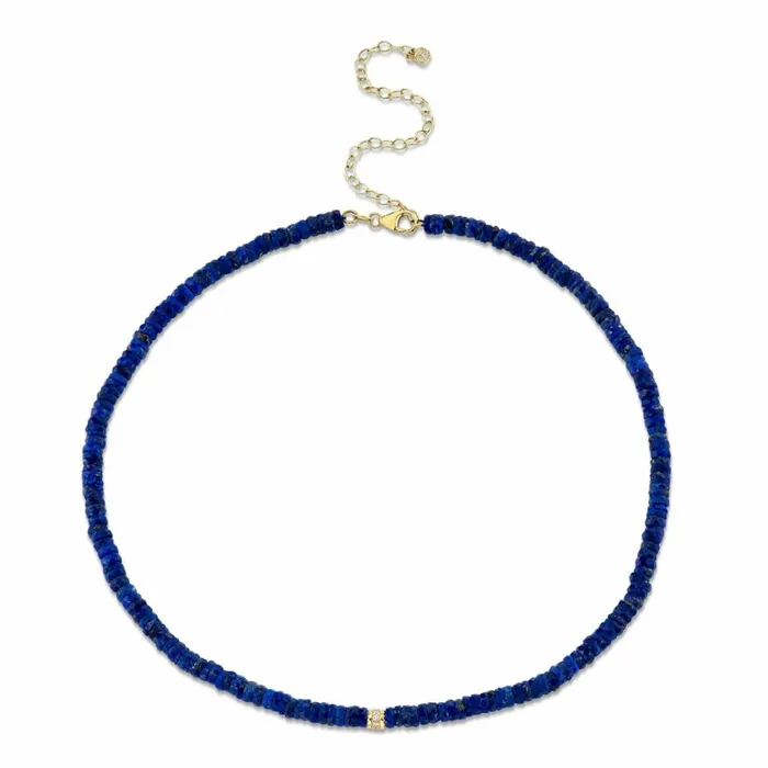 Sydney Evan Beaded Necklaces Gold and Diamond Rondelle Lapis Heishi Necklace 8211 Women Sydney Evan Beaded Necklaces Gold and Diamond Rondelle Lapis Heishi Necklace 8211 Women