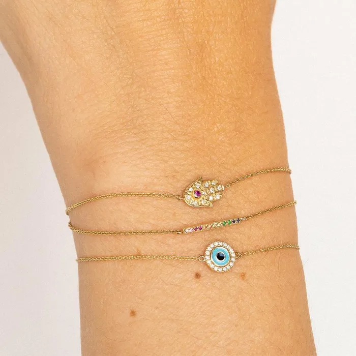 Sydney Evan Chain Bracelets Gold and Diamond Small Enamel Eye Bracelet 8211 Women