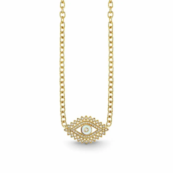 Sydney Evan Chain Necklaces Gold and Diamond Eye Stone Inlay Necklace 8211 Women