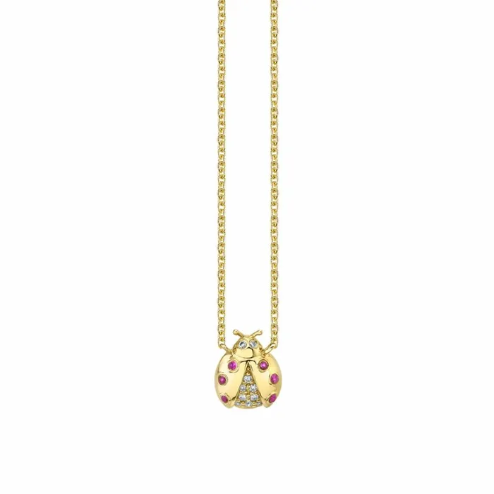 Sydney Evan Chain Necklaces Gold and Diamond Open Wing Ladybug Necklace 8211 Women