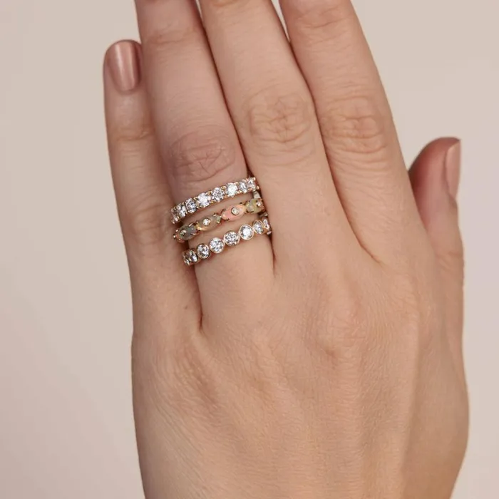 Sydney Evan Eternity Rings Gold and Diamond Tiny Carved Stone Eternity Ring 8211 Women